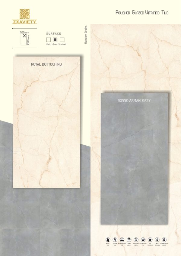 Bosso Armani grey, Royal Bottochino PGVT 600mm * 1600mm